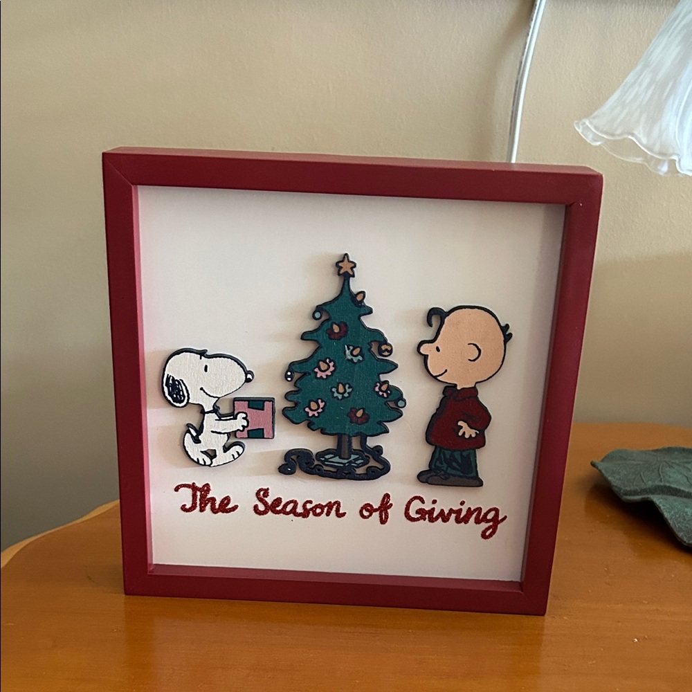 Peanuts Holiday Shadow Box with Red Frame
